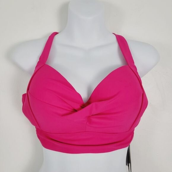 Rain tropical Hot Pink Brazilian Padded Bikini Top NEW Size XL - Picture 2 of 6